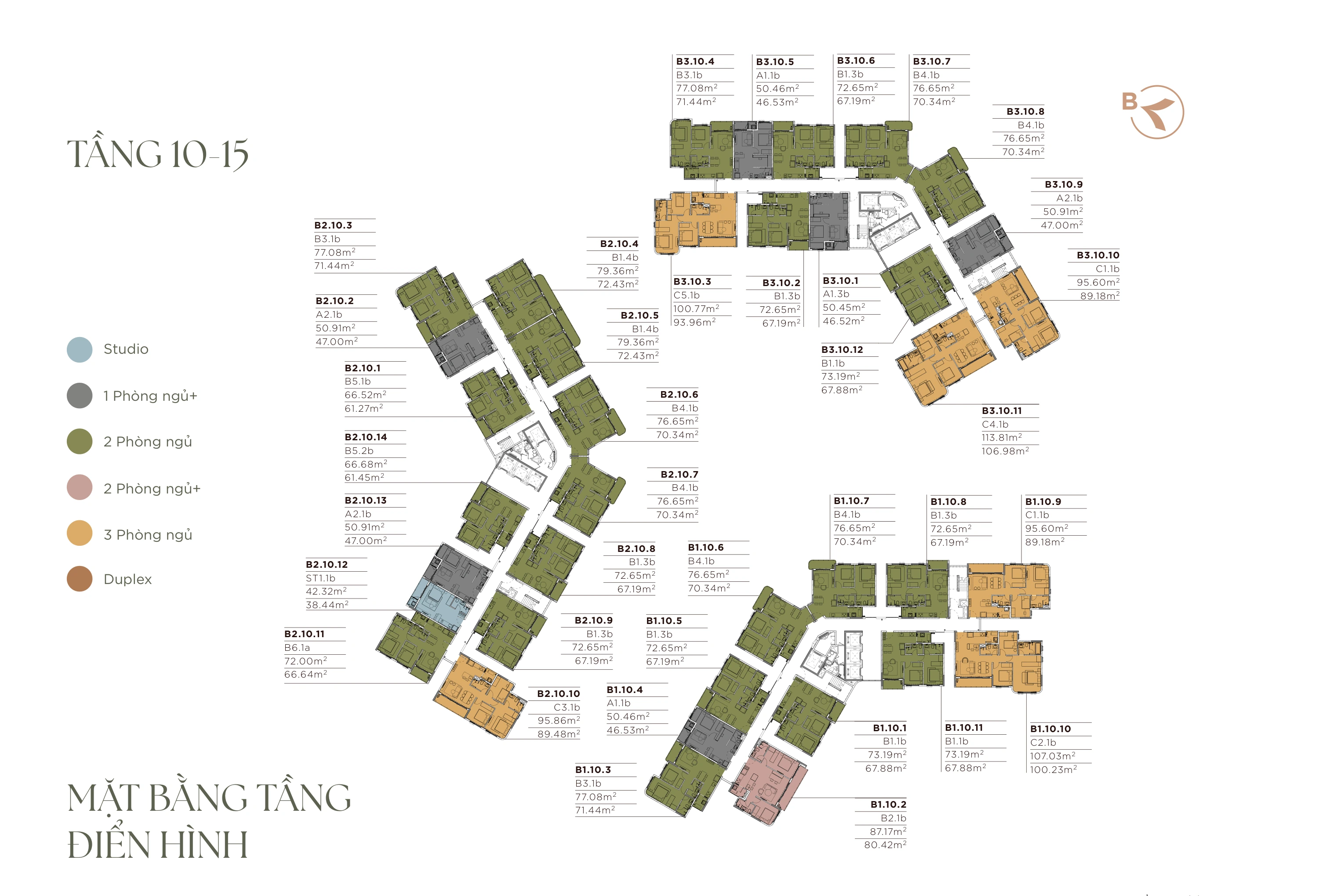 Mặt bằng tầng 10–15