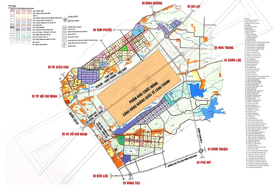 Bản đồ quy hoạch vùng phụ cận sân bay Long Thành