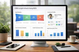 Bảng điều khiển CRM bất động sản hiển thị quản lý khách hàng