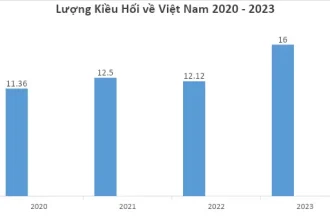 Biểu đồ tăng trưởng kiều hối về Việt Nam giai đoạn 2020-2026