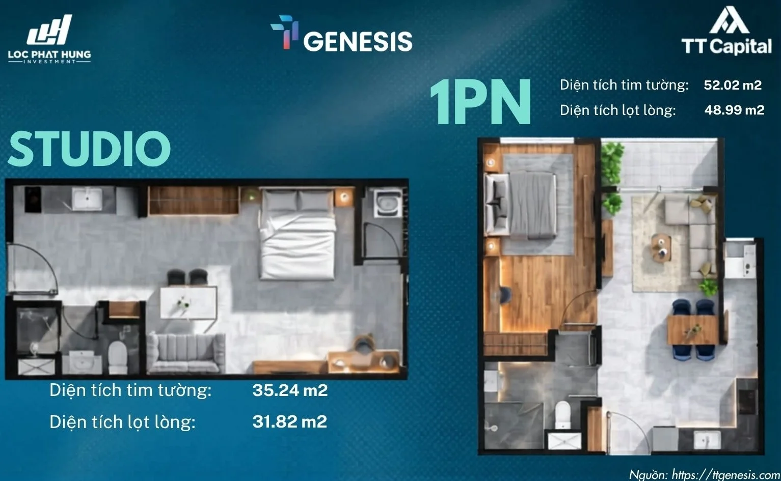 Tổng thể thiết kế căn hộ TT Genesis tối ưu view và ánh sáng