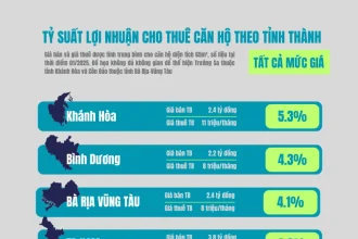 Biểu đồ tỷ suất lợi nhuận cho thuê căn hộ trung tâm giảm qua các năm