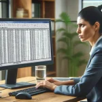 Bàn làm việc với laptop đang mở bảng Excel theo dõi dòng tiền mua bất động sản