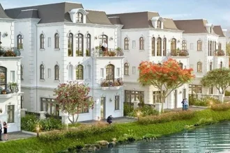Phối cảnh biệt thự biển Cần Giờ ven rừng ngập mặn nhìn từ trên cao
