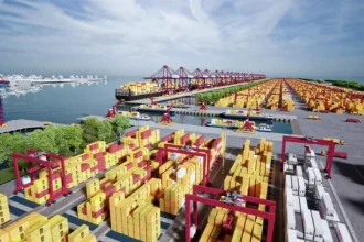 Phối cảnh cảng Cần Giờ nhìn từ luồng hàng hải