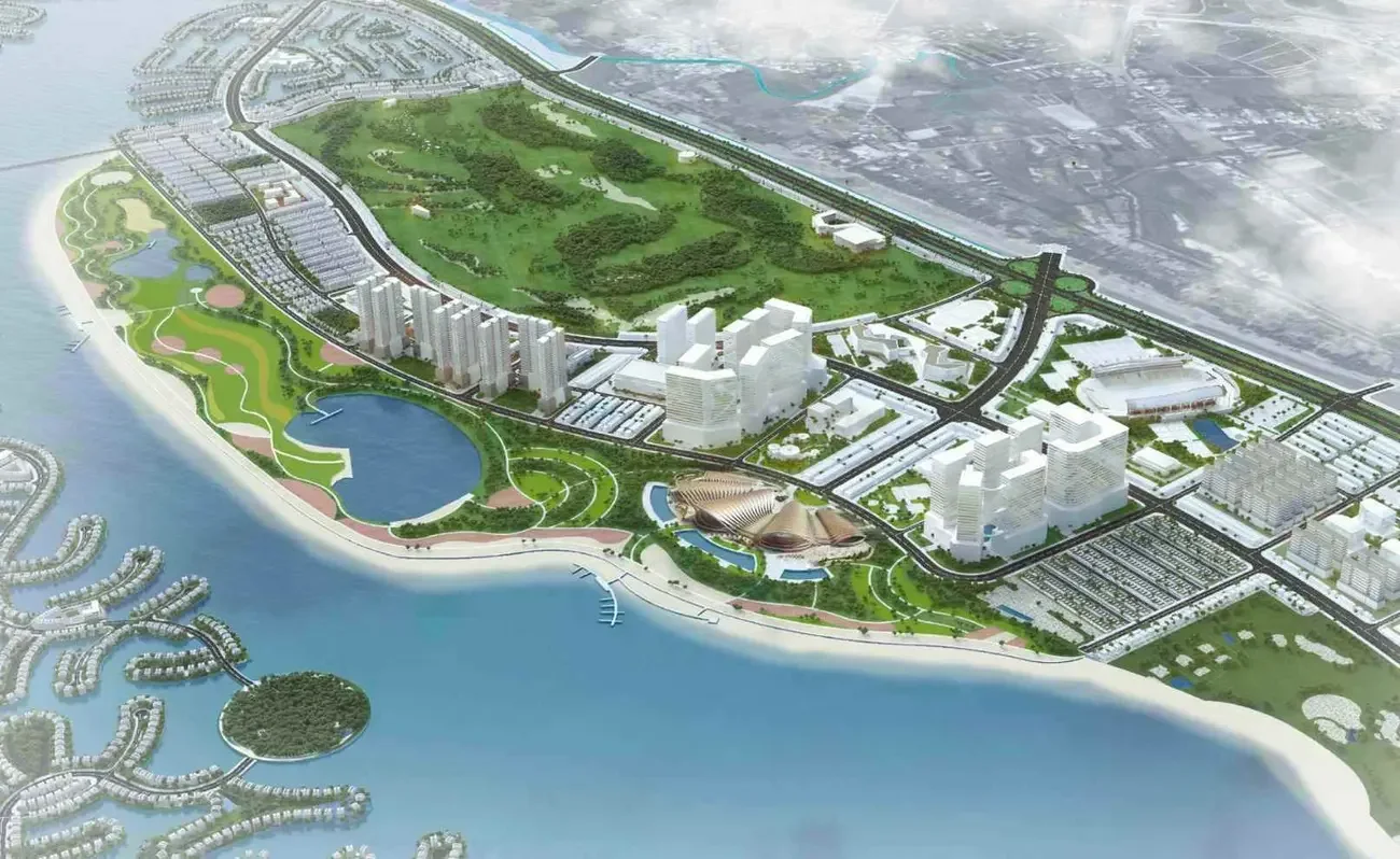 Toàn cảnh hội trường sự kiện mở ráp căn đợt 1 Vinhomes Cần Giờ với khu vực bảng hàng và quầy giao dịch