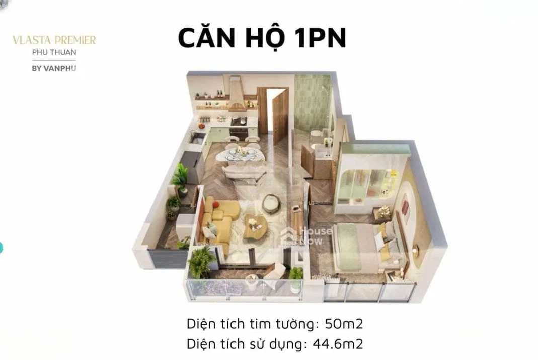 Mặt bằng bố trí căn hộ 1PN đến 3PN tại Vlasta Premier
