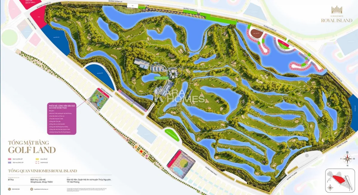 Mặt bằng tổng thể cụm biệt thự golf trong dự án Vinhomes