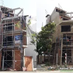Nhà liền kề 244m2 đang ở giai đoạn xây thô, tường trần chưa hoàn thiện