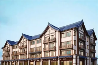 Khu nhà mẫu Vinhomes Green Paradise tại Cần Giờ nhìn từ lối vào