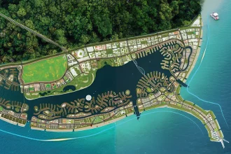 Phối cảnh 3D toàn cảnh Vinhomes Green Paradise Cần Giờ nhìn từ trên cao
