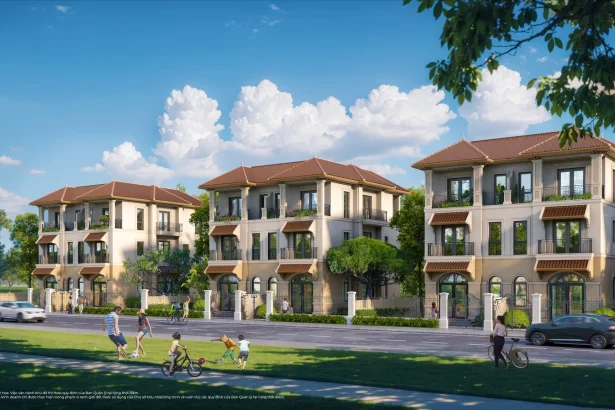 Phối cảnh biệt thự song lập view biển hồ Paradise Lagoon tại Vinhomes Cần Giờ