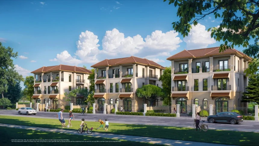 Phối cảnh biệt thự song lập view biển hồ Paradise Lagoon tại Vinhomes Cần Giờ