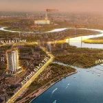 Phối cảnh tổng thể căn hộ Vlasta Đào Trí nhìn từ cửa chính vào khu bếp