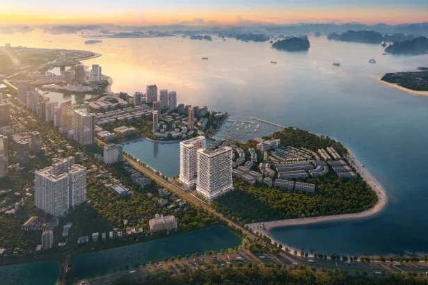 Phối cảnh đại đô thị sinh thái ven biển với mật độ cây xanh cao