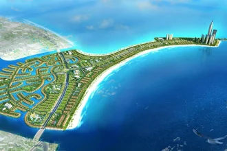 Phối cảnh đô thị sinh thái ven biển Cần Giờ với mảng xanh và mặt nước