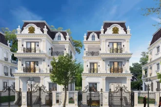 Phối cảnh khu biệt thự liền kề thấp tầng với cảnh quan cây xanh