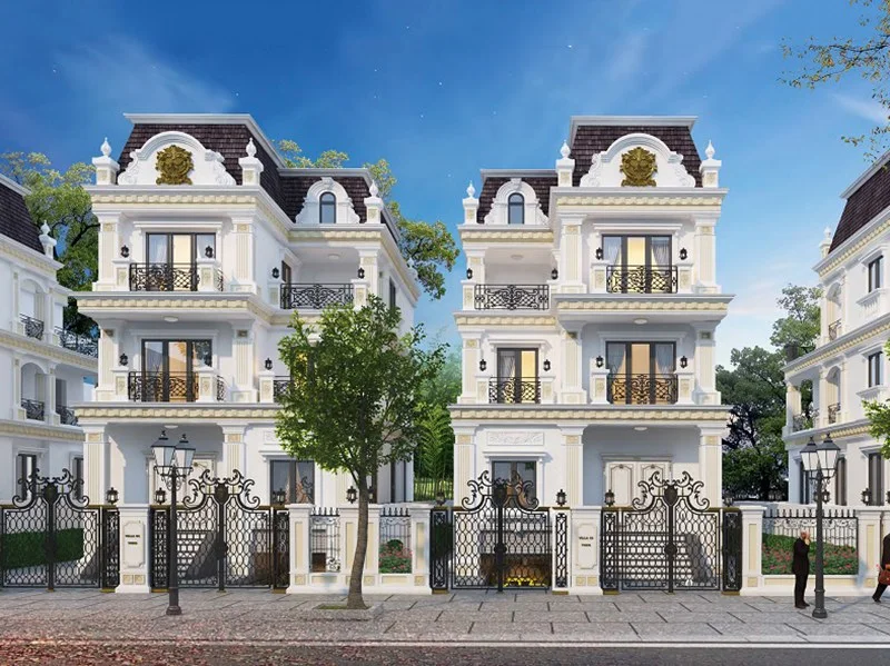 Phối cảnh khu biệt thự liền kề thấp tầng với cảnh quan cây xanh
