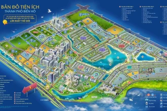 Phối cảnh khu đô thị Vinhomes Ocean Park với các tòa căn hộ và cảnh quan
