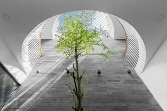 Phối cảnh nhà phố 75m2 có giếng trời và mặt tiền thoáng