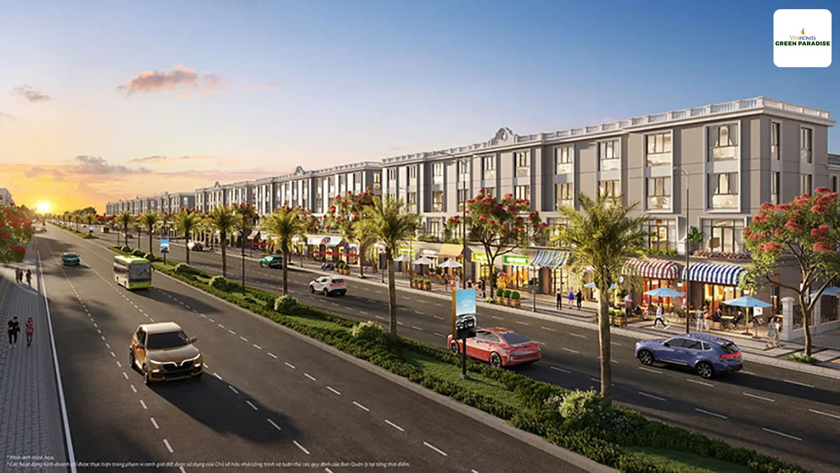 Phối cảnh dãy shophouse thương mại tại Vinhomes Cần Giờ