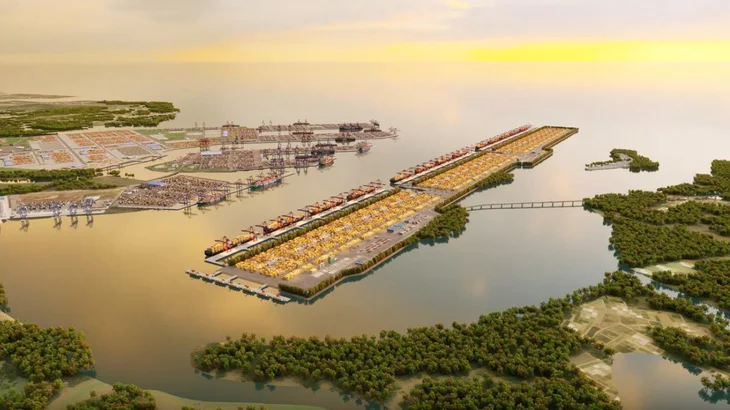 Phối cảnh siêu cảng trung chuyển quốc tế Cần Giờ với hệ thống bến và cầu tàu nước sâu
