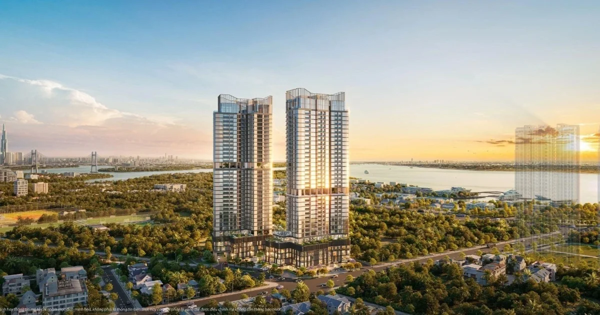 Phối cảnh tháp đôi 35 tầng Vlasta Premier Đào Trí nhìn từ phía sông Sài Gòn