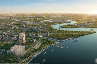 Phối cảnh tổng thể dự án Vlasta Premier Phú Thuận nhìn từ phía sông